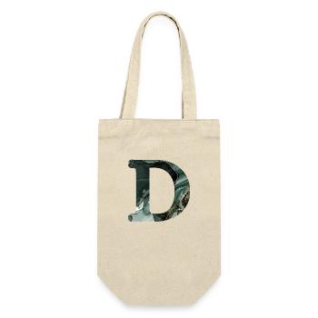 Grün marmorierter Buchstabe D - Geschenkbeutel für Flaschen - Natur - Vorne