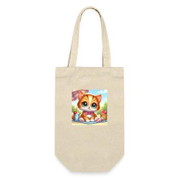 Cute summer kitten/towel beach with snacks - Gift Bag for Bottles - nature - Front