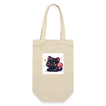Sweet Kitty noir avec une sucette et des étoiles - Sac à bouteille - nature - Devant