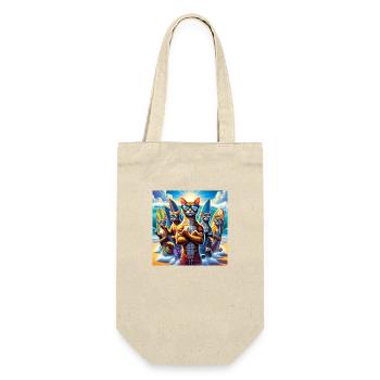 Gato Loco Katzenbande CatDudes Surf CoolCats Surfe - Geschenkbeutel für Flaschen - Natur - Vorne