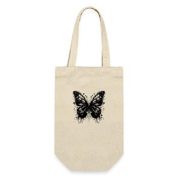 Hübscher Tattoo Kinder Style Schmetterling - Geschenkbeutel für Flaschen - Natur - Vorne