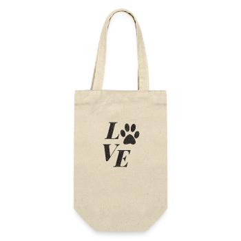 LOVE DOG PAWS BLACK GRUNGE - Geschenkbeutel für Flaschen - Natur - Vorne