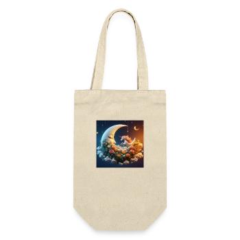 Mond mit Einhorn - Geschenkbeutel für Flaschen - Natur - Vorne
