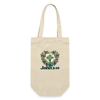 Johannes 3:16 - Geschenkbeutel für Flaschen - Natur - Vorne