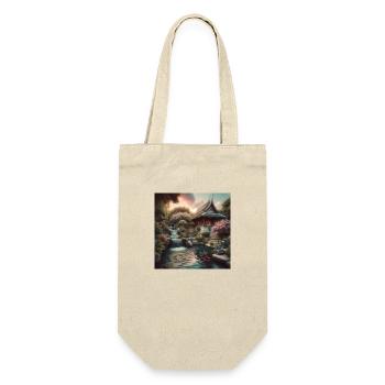 Japan Vintage Wasserfall Garten - Geschenkbeutel für Flaschen - Natur - Vorne