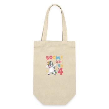 Boom! Ich bin 4 - Einhorn - Geschenkbeutel für Flaschen - Natur - Vorne