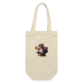 Waschbär Bier Geschenk - Geschenkbeutel für Flaschen - Natur - Vorne