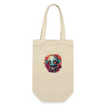 Horror Puppe / Halloween / gruselig / düster - Geschenkbeutel für Flaschen - Natur - Vorne