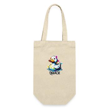Gummiente / Badeente / Wasser / Badewanne - Geschenkbeutel für Flaschen - Natur - Vorne