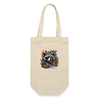 Tattoo / Tier / Kunst / cool / Comic / Waschbär - Geschenkbeutel für Flaschen - Natur - Vorne