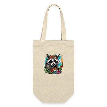 Tattoo / Tier / Kunst / cool / Comic / Waschbär - Geschenkbeutel für Flaschen - Natur - Vorne