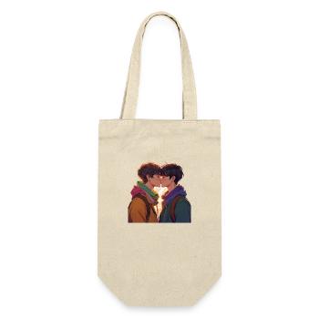 ##### Küssen ##### - Geschenkbeutel für Flaschen - Natur - Vorne