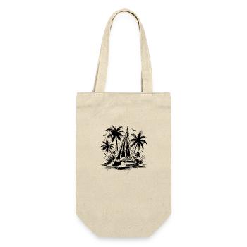 Palm trees with double hull catamaran sailing boat - Gift Bag for Bottles - nature - Front
