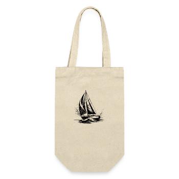 Schickes Segelboot unter Segel Splash Wellengang - Geschenkbeutel für Flaschen - Natur - Vorne