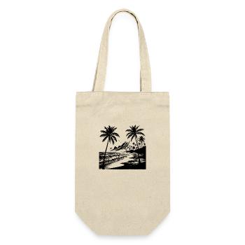 Volcano coast with palm trees, beach and sea - Gift Bag for Bottles - nature - Front