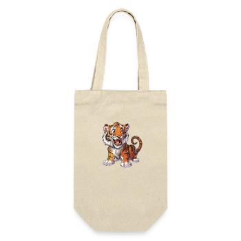 Heureux Tigre Dessin Animé Amoureux des animaux - Sac à bouteille - nature - Devant