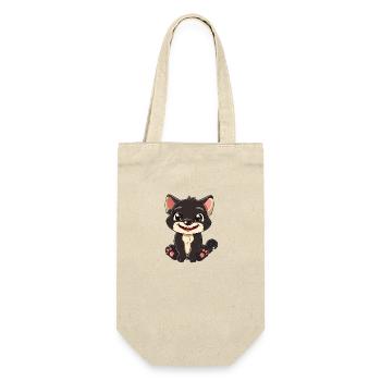 Süßer Tasmanischer Teufel Cartoon-Stil - Geschenkbeutel für Flaschen - Natur - Vorne