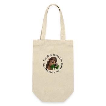 Nimmersatt Pony - Geschenkbeutel für Flaschen - Natur - Vorne