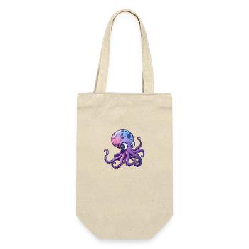 Niedlicher Lila Oktopus Mit Großen Augen - Geschenkbeutel für Flaschen - Natur - Vorne