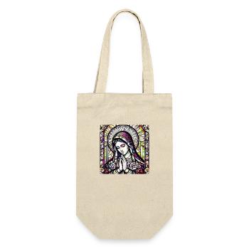 Jungfrau Maria Jesus Bibel Christliche Religion Madona - Geschenkbeutel für Flaschen - Natur - Vorne
