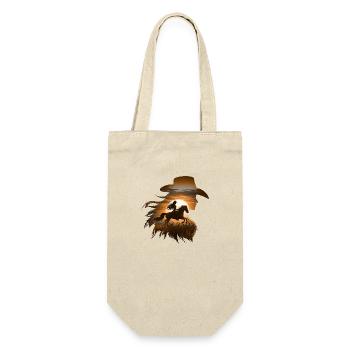 Cowboy Lustige Frauen Hut Wild Western Rodeo Texas - Geschenkbeutel für Flaschen - Natur - Vorne