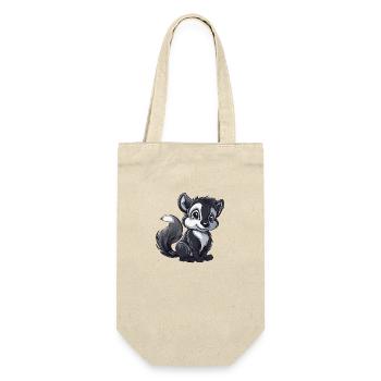 Niedlicher Skunk Mit Großen Augen - Geschenkbeutel für Flaschen - Natur - Vorne