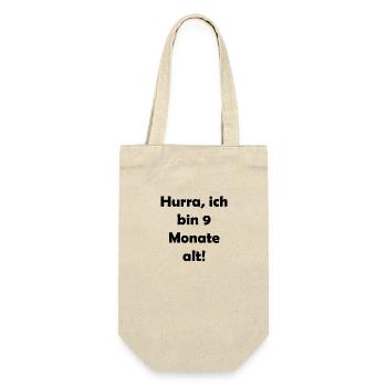 Hurra, ich bin 9 Monate alt - Geschenkbeutel für Flaschen - Natur - Vorne