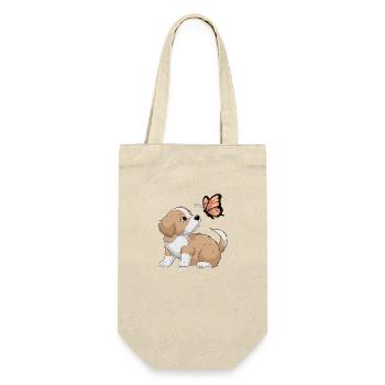 Cute Dog Play with Butterfly - Gift Bag for Bottles - nature - Front