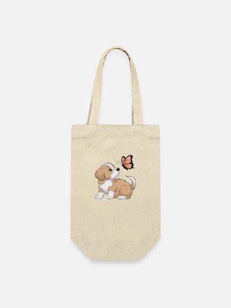 Chien mignon jouer avec papillon - Sac à bouteille - nature