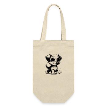 Cute little dog drawing with big eyes - Gift Bag for Bottles - nature - Front