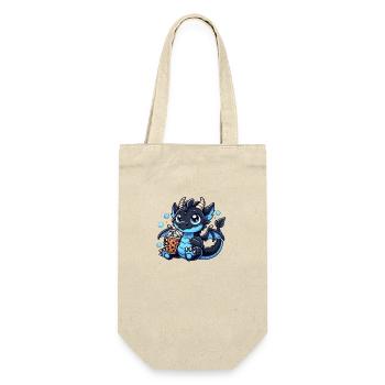 Cute blue Dragon iced Coffee , Drache Eiskaffee - Geschenkbeutel für Flaschen - Natur - Vorne