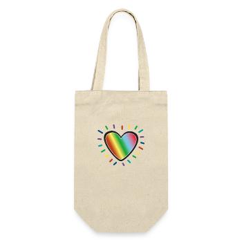 Strahlendes Herz in Regenbogen Farben - Geschenkbeutel für Flaschen - Natur - Vorne