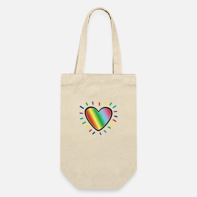 Strahlendes Herz in Regenbogen Farben - Geschenkbeutel für Flaschen - Natur