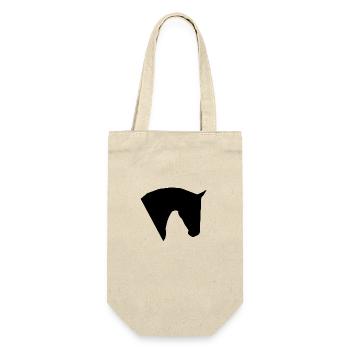 Edles Pferdekopf Design - Geschenkbeutel für Flaschen - Natur - Vorne