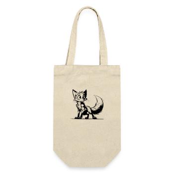 Lächelnder schlauer Fuchs Strich Zeichnung - Geschenkbeutel für Flaschen - Natur - Vorne