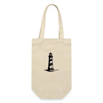 Striped lighthouse on the coast - Gift Bag for Bottles - nature - Front