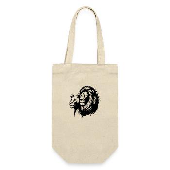 Stolzer Löwen mit Löwin Tattoo Style Porträt - Geschenkbeutel für Flaschen - Natur - Vorne