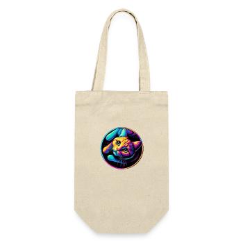 Katze Neon Bunt Farbig - Geschenkbeutel für Flaschen - Natur - Vorne