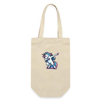 Unicorn Dabbing Einhorn - Geschenkbeutel für Flaschen - Natur - Vorne