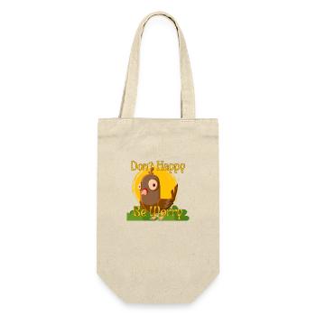 Don't Happy, Be Worry - Geschenkbeutel für Flaschen - Natur - Vorne