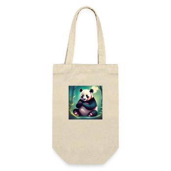 Pandabär - Geschenkbeutel für Flaschen - Natur - Vorne