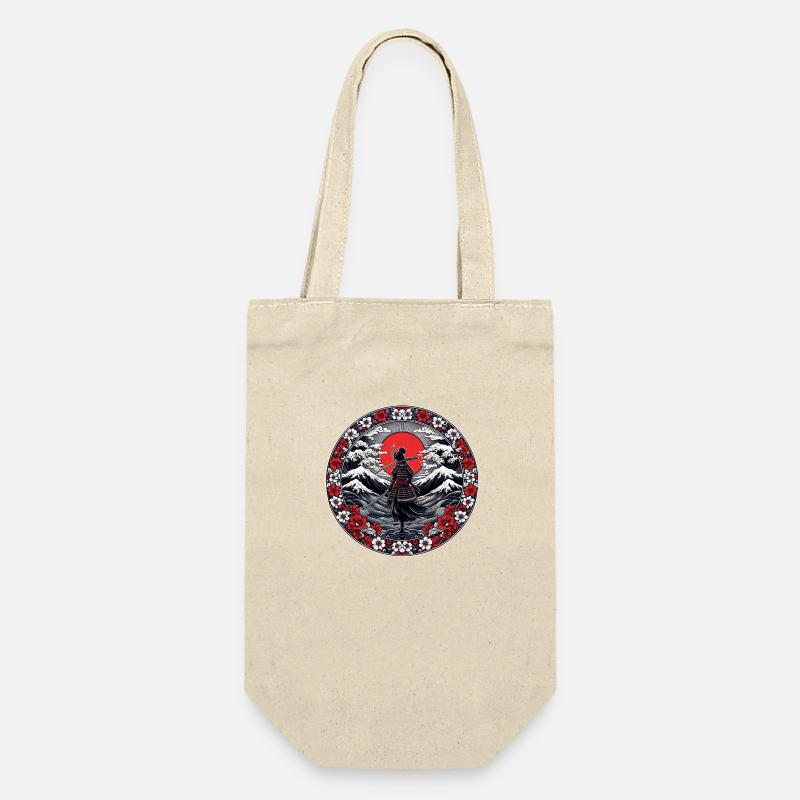 Ombre Samurai Mädchen Kirschblüte - Geschenkbeutel für Flaschen - Natur