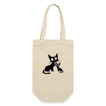 Chat fou Maman Papa Chaton Enfant Chaton Fun - Sac à bouteille - nature - Devant