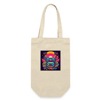 Retro Cassette Tapes Neon Sunset Art - Gift Bag for Bottles - nature - Front