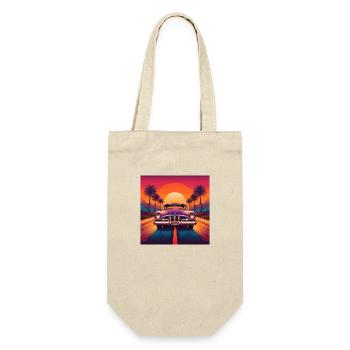 Retro Car at Sunset with Palm Trees - Gift Bag for Bottles - nature - Front