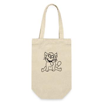 Cat Squints Funny Crazy Tongue Out Grimace - Gift Bag for Bottles - nature - Front