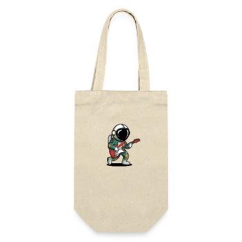 Raumfahrer, der Gitarren-lustigen Rock Cartoon - Geschenkbeutel für Flaschen - Natur - Vorne