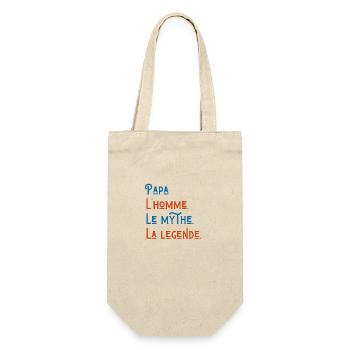 Papa der Mann der Mythos die Legende - Geschenkidee Papa - Geschenkbeutel für Flaschen - Natur - Vorne