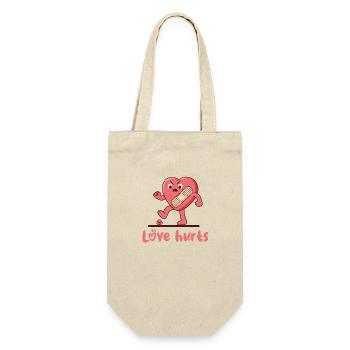 Design "Love hurts" - Geschenkbeutel für Flaschen - Natur - Vorne