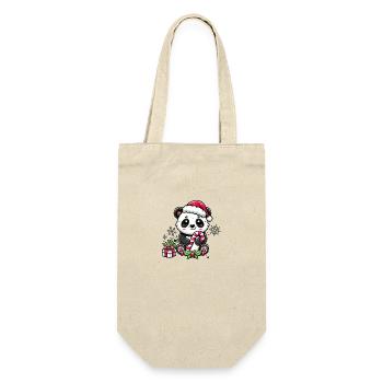 Niedlicher Weihnachtspanda Weihnachten Panda - Geschenkbeutel für Flaschen - Natur - Vorne